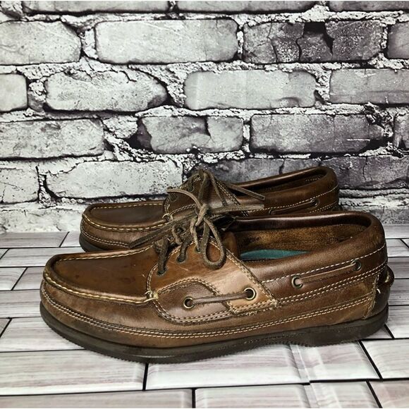 new terrain Other - New Terrain Goodyear Brown Genuine Leather Boat Lace Casual Shoes Men Sz 8.5D US